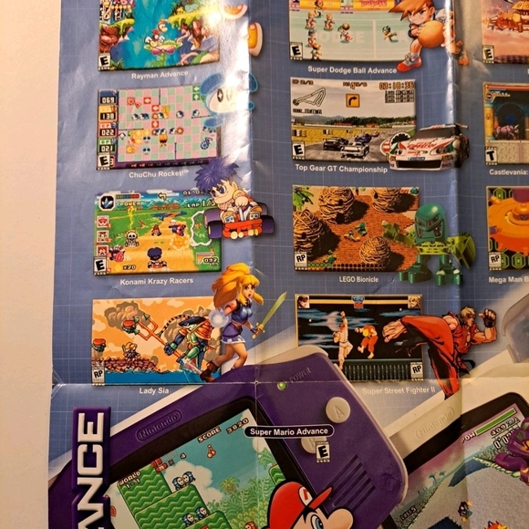 Game Boy Advance GBA Poster Insert Authentic RARE Nintendo Pokemon Tony Hawk Cb3
